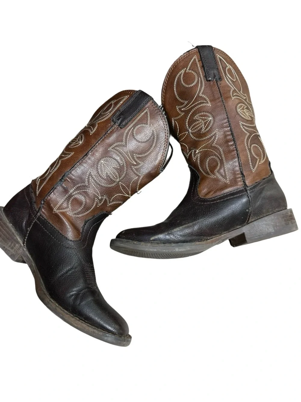 Roper Brown Cowboy Boots Size 1 Little Kids Square Toe Western Country Rodeo